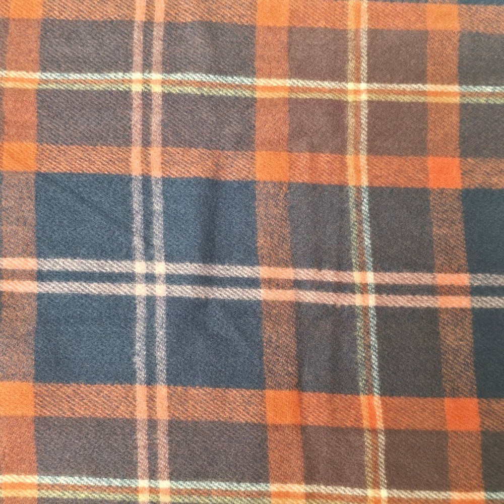Style & Co Navy Orange Plaid Oblong Wrap Scarf with Fringe NWT - Picture 5 of 10
